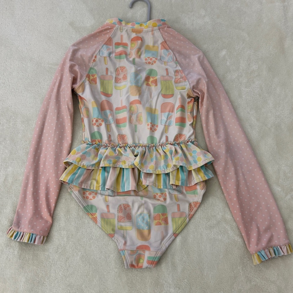 Matilda Jane Girls Popsicle Print Swimsuit Size 8 Rashguard Ruffles - Picture 3 of 7